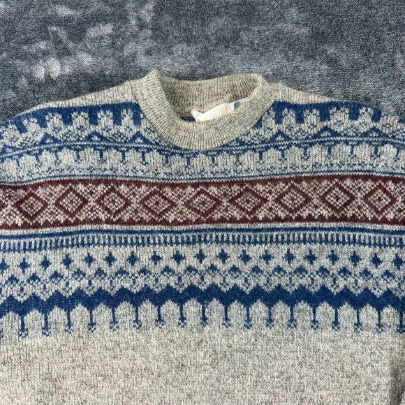 Vtg Winona Knits Pure Wool Fair Isle Crewneck Sweater Men's M/L NWOT - Picture 2 of 9